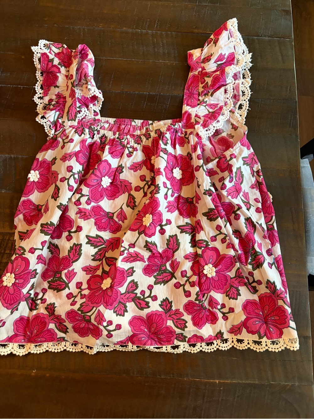 Girls Floral Ruffle Sleeve Top in Pink
